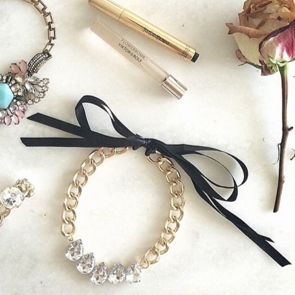 Jewelry - Cute crystal necklace with black ribbon Jewelry - Cute crystal necklace with black ribbon